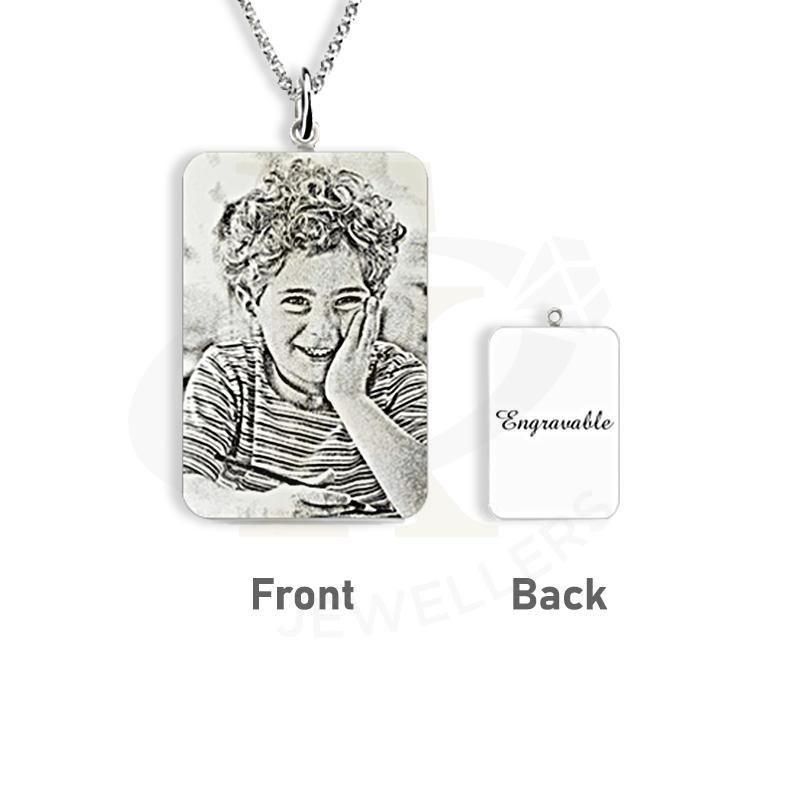 Italian Silver 925 Rectangle Shaped Photo Engraved Necklace - Fkjnklsl2613 Necklaces