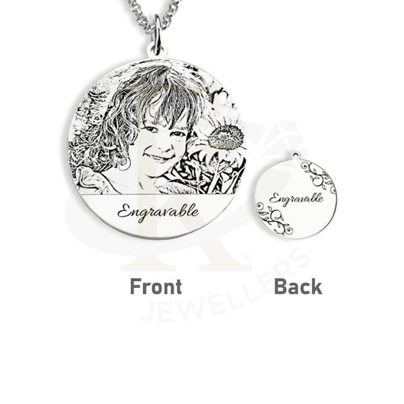 Italian Silver 925 Round Shaped Photo Engraved Necklace - Fkjnklsl2609 Necklaces
