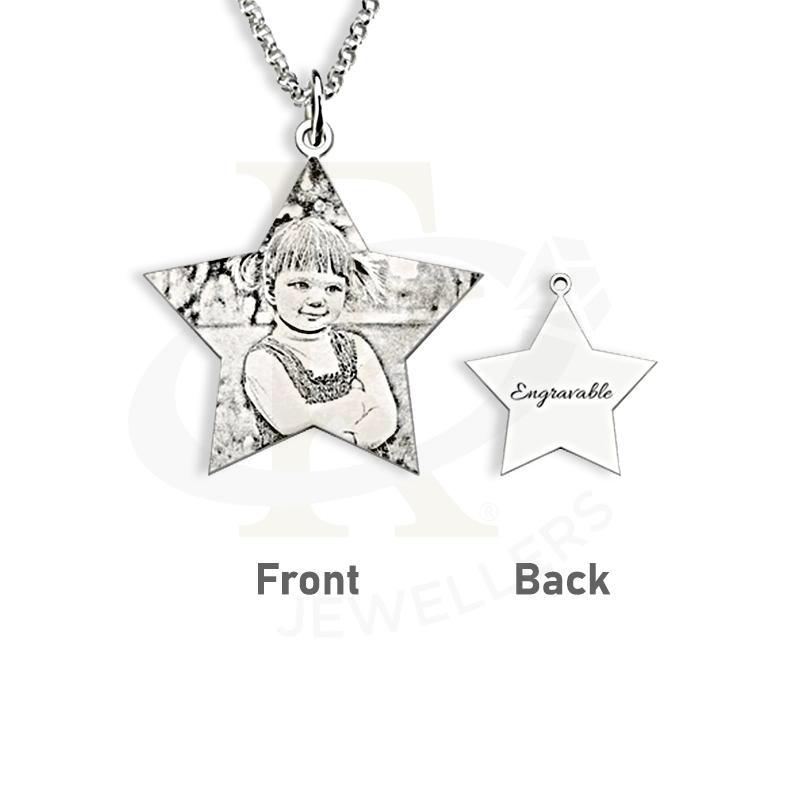 Italian Silver 925 Star Shaped Photo Engraved Necklace - Fkjnklsl2614 Necklaces