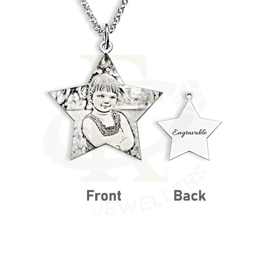 Italian Silver 925 Star Shaped Photo Engraved Necklace - Fkjnklsl2614 Necklaces