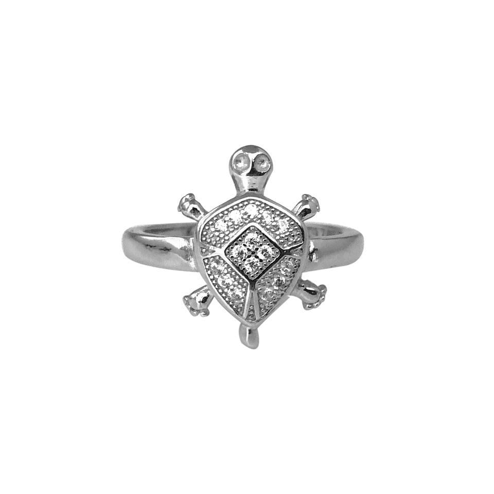 Small Turtle Ring – Super Silver