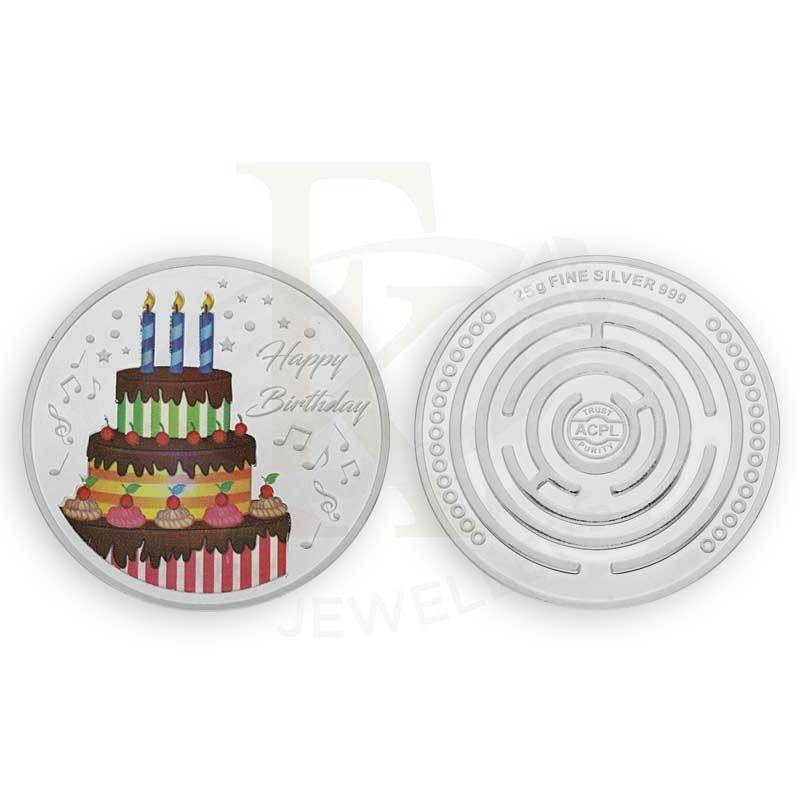 Silver 25 Grams Birthday Cake Coin In Fine 999 - Fkjconsl3119 Bars