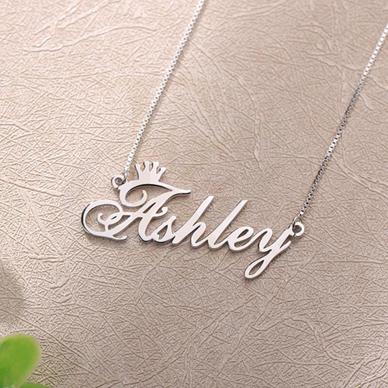 Silver 925 Personalized Crown Name Necklace - Fkjnklsl2681 Necklaces