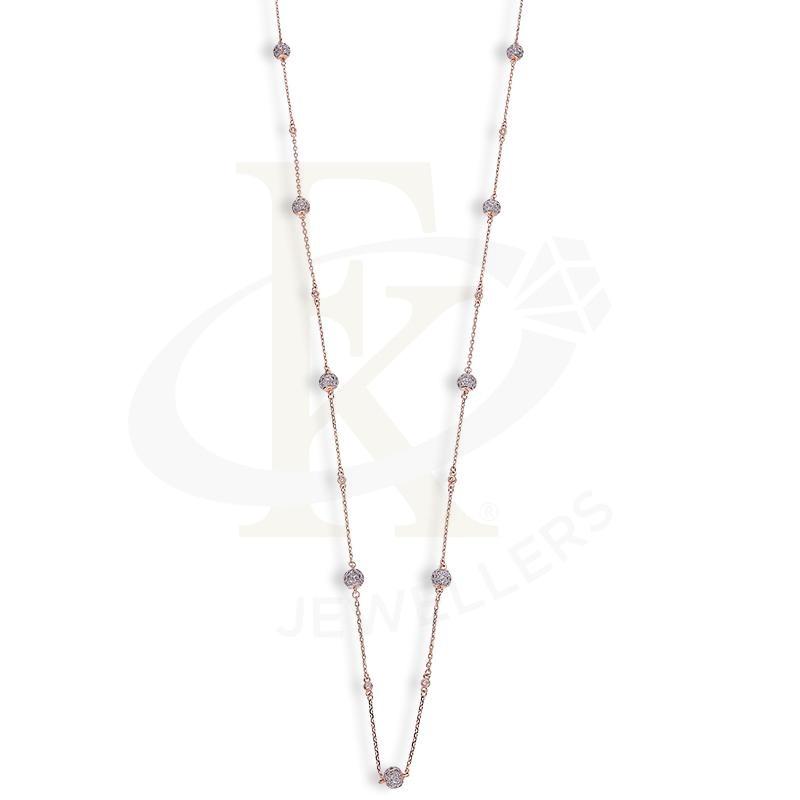 عقد كرة من الفضة الإيطالية عيار ٩٢٥ مطلي بالذهب الوردي - عقد Fkjnklsl925