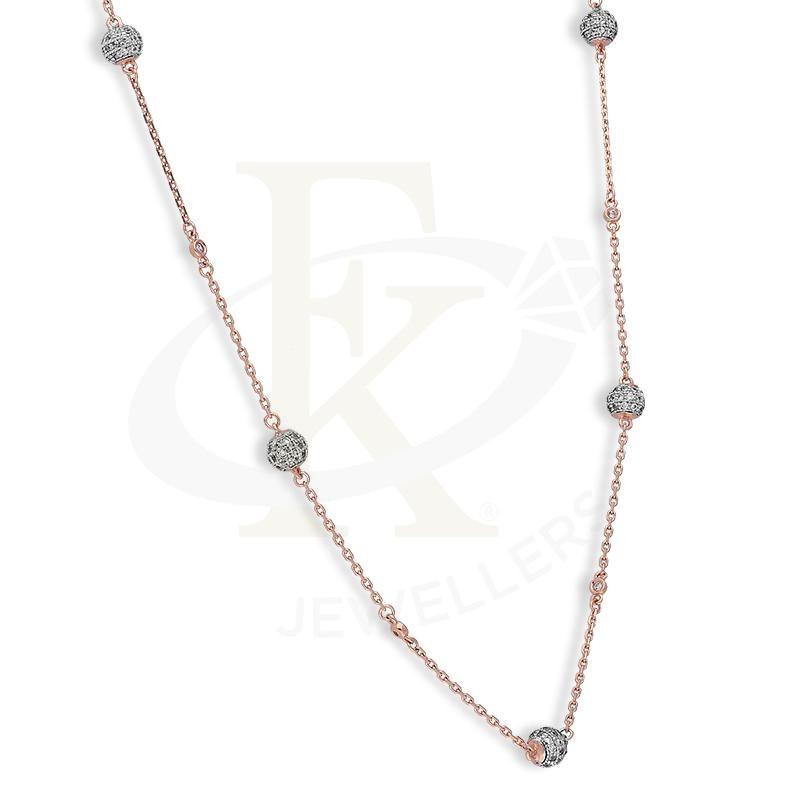 Italian Silver 925 Rose Gold Plated Ball Necklace - Fkjnklsl2669 Necklaces