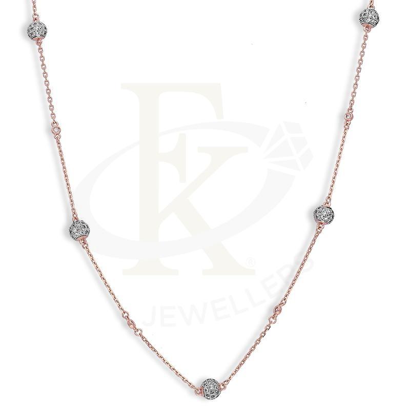 Italian Silver 925 Rose Gold Plated Ball Necklace - Fkjnklsl2669 Necklaces