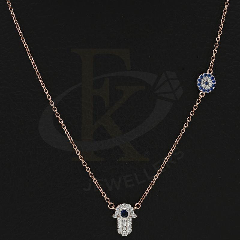 Italian Silver 925 Rose Gold Plated Hamsa Hand With Evil Eye Necklace - Fkjnklsl2591 Necklaces
