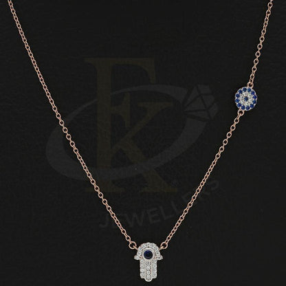 Italian Silver 925 Rose Gold Plated Hamsa Hand With Evil Eye Necklace - Fkjnklsl2591 Necklaces