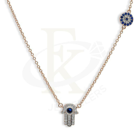 Italian Silver 925 Rose Gold Plated Hamsa Hand With Evil Eye Necklace - Fkjnklsl2591 Necklaces