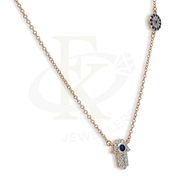 Italian Silver 925 Rose Gold Plated Hamsa Hand With Evil Eye Necklace - Fkjnklsl2591 Necklaces
