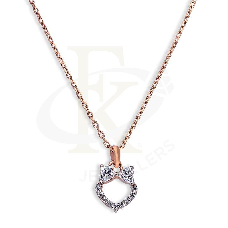 Italian Silver 925 Rose Gold Plated Heart Necklace - Fkjnklsl2626 Necklaces