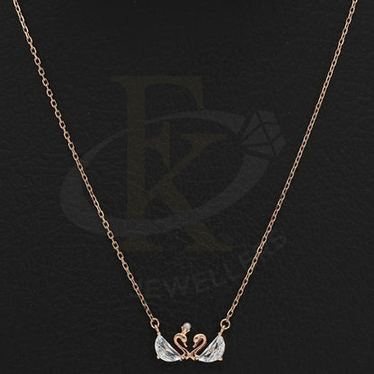 Italian Silver 925 Rose Gold Plated Twin Swan Necklace - Fkjnklsl2662 Necklaces