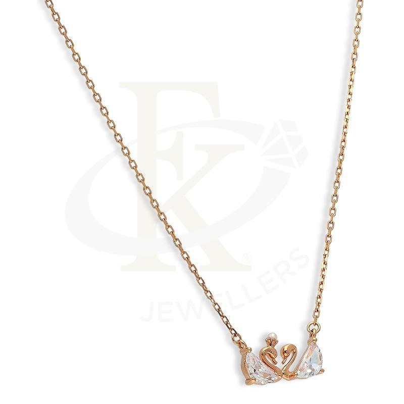 Italian Silver 925 Rose Gold Plated Twin Swan Necklace - Fkjnklsl2662 Necklaces